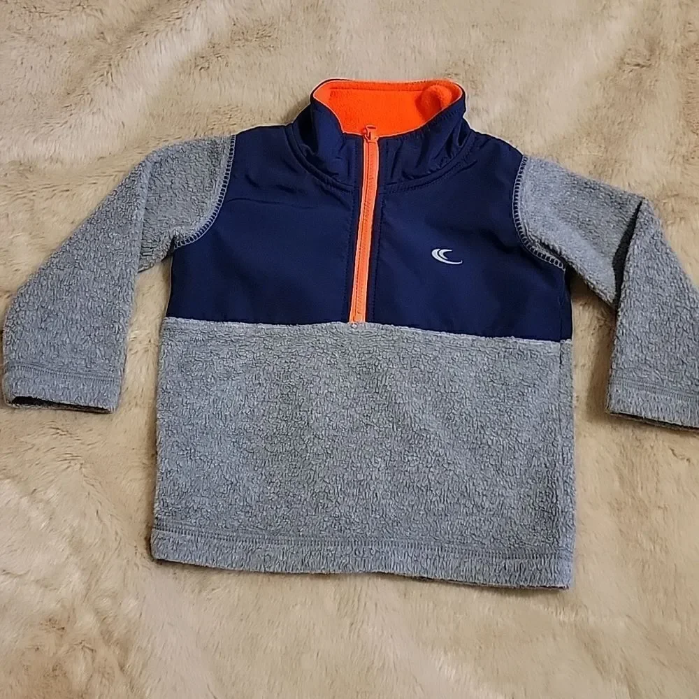 CARTER'S 2-PIECE BLUE AND GRAY FLEECE PULLOVER AND PANTS, SIZE 12 MONTHS